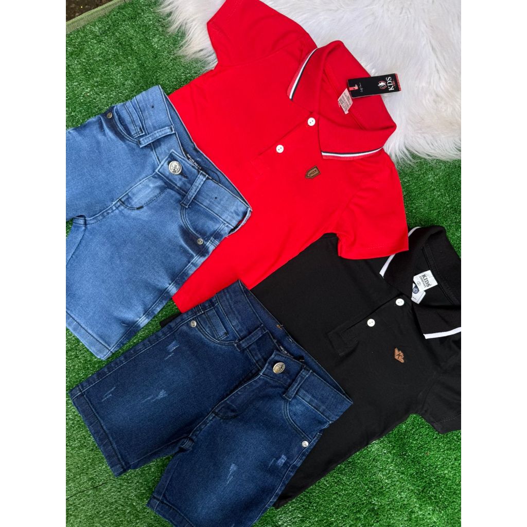 Kit 2  e kit 1 de Conjuntos de Menino Bermuda e Camiseta para Criança Tamanho 1 ao 14 anos