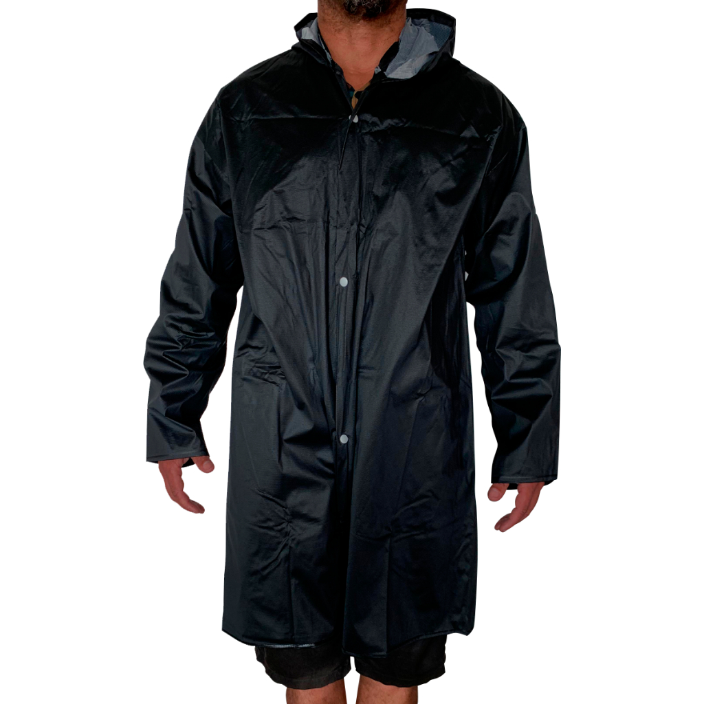 CAPA DE CHUVA RESISTENTE FORRADA PVC AMARELA E PRETA IMPERMEÁVEL COM CAPUZ