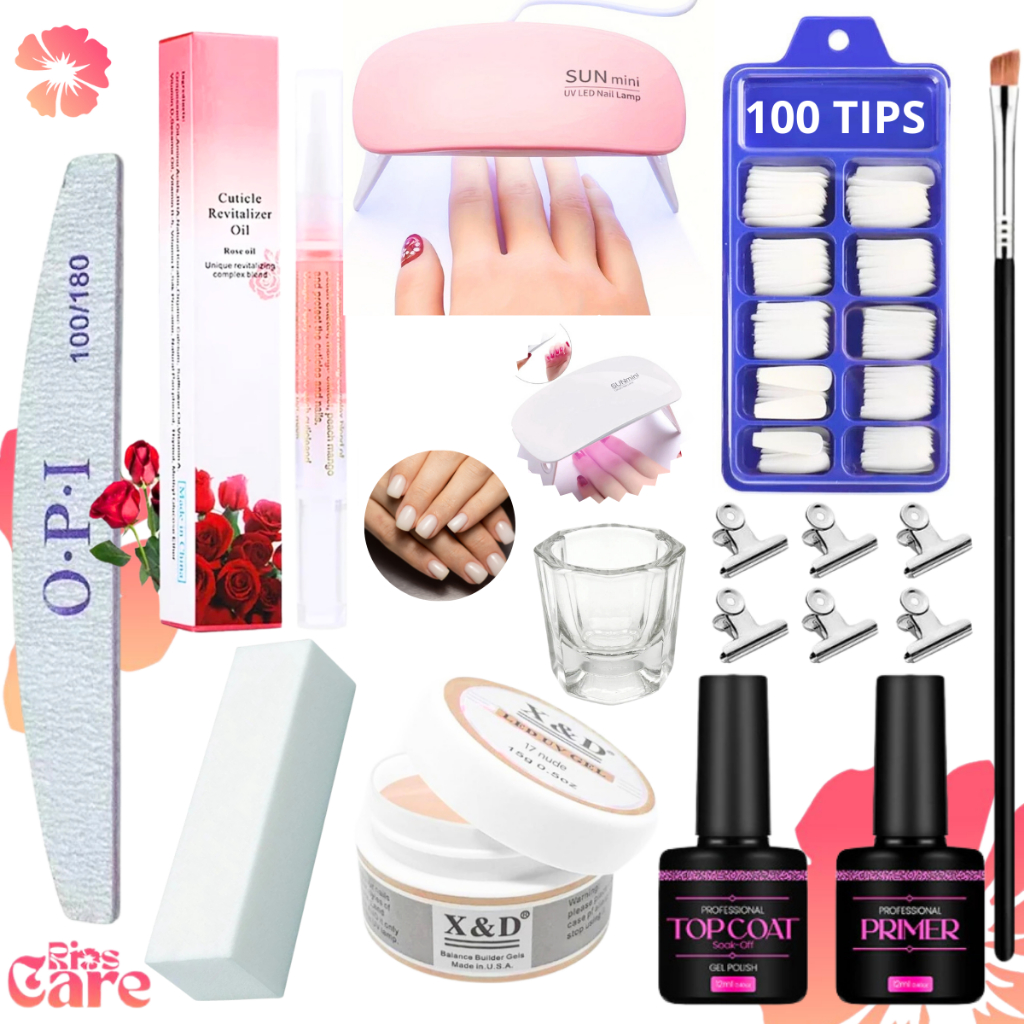 Kit Alongamento De Unha Gel Cabine Estufa Sun Mini 6w Top Coat Primer 100Tips/Acrigel/Porcelana em Oferta na Shopee