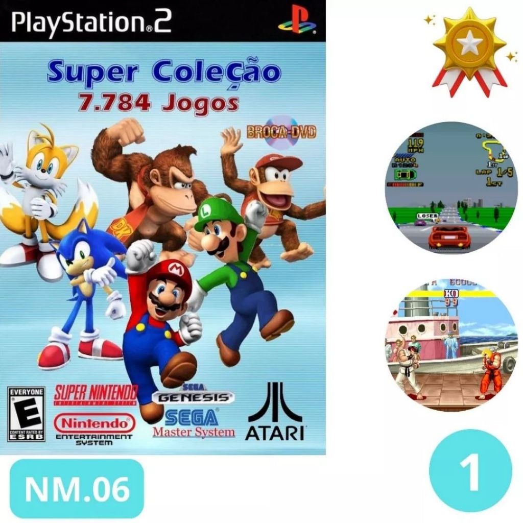 Super Coleção 7784 Jogos Super Nintendo, Atari, Sega Ps2 Aventura Ação Guerra