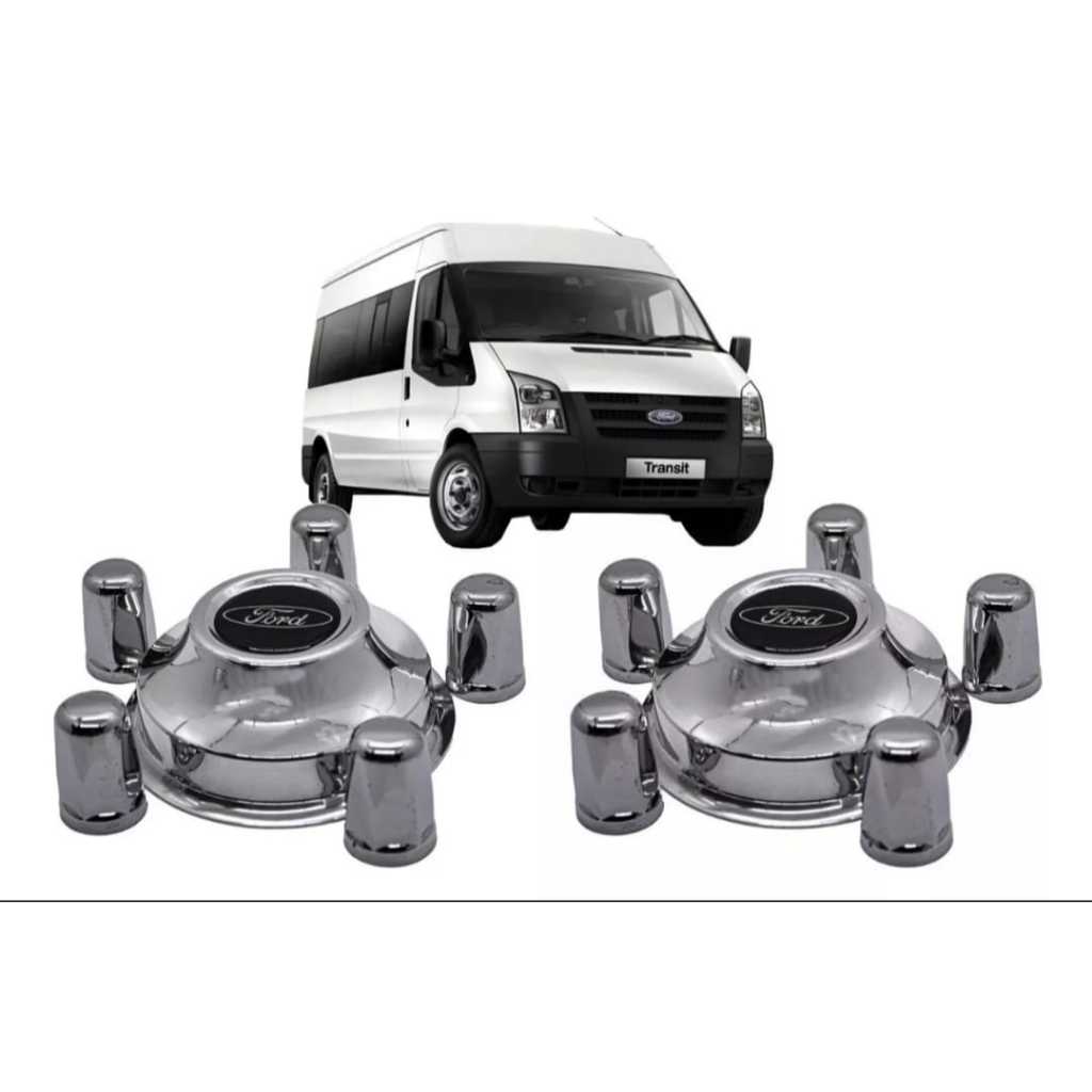 KIT 4 CALOTAS FORD TRANSIT + 20 CAPAS DE PORCA BELGA 21MM