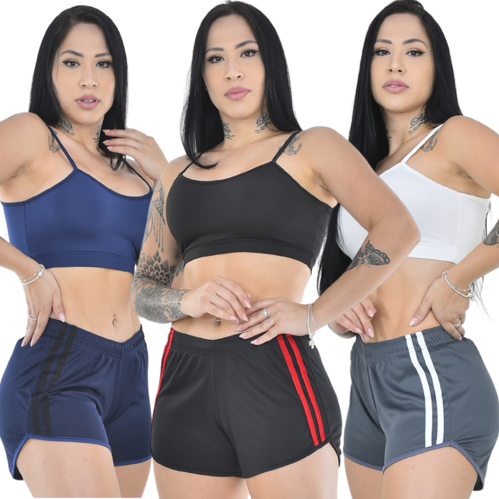 Conjunto Top Alcinha Suplex e Short feminino Fitness  Dry Kit 1 Short e 1 Top Atleta Pro