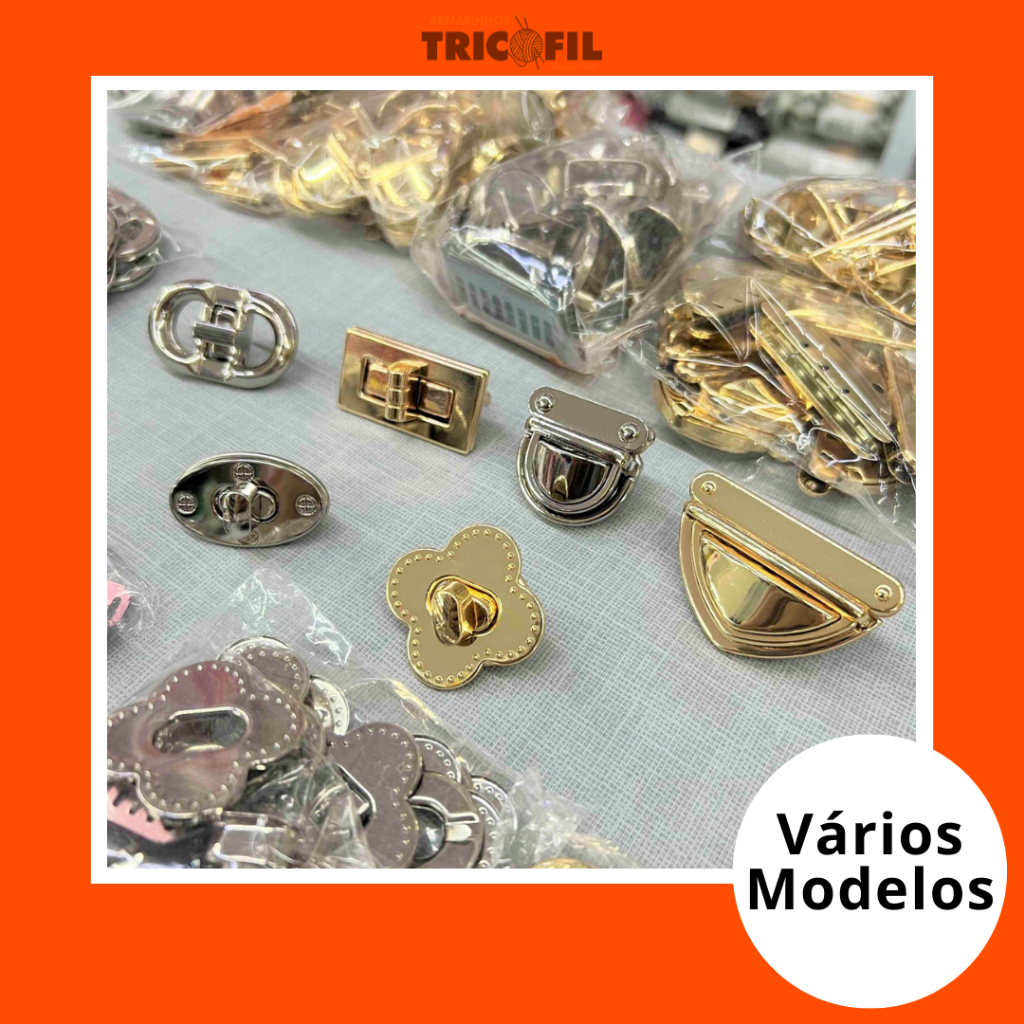 Fecho de Metal para Bolsa Vários Modelos | Prata Dourado Grafite