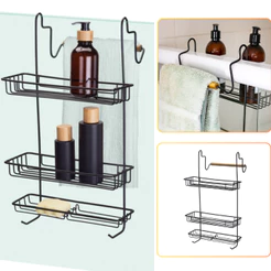 Suporte de Banheiro Porta Shampoo Duplo Box 3 Andares Black Não Enferruja Premium Prateleira Arthi