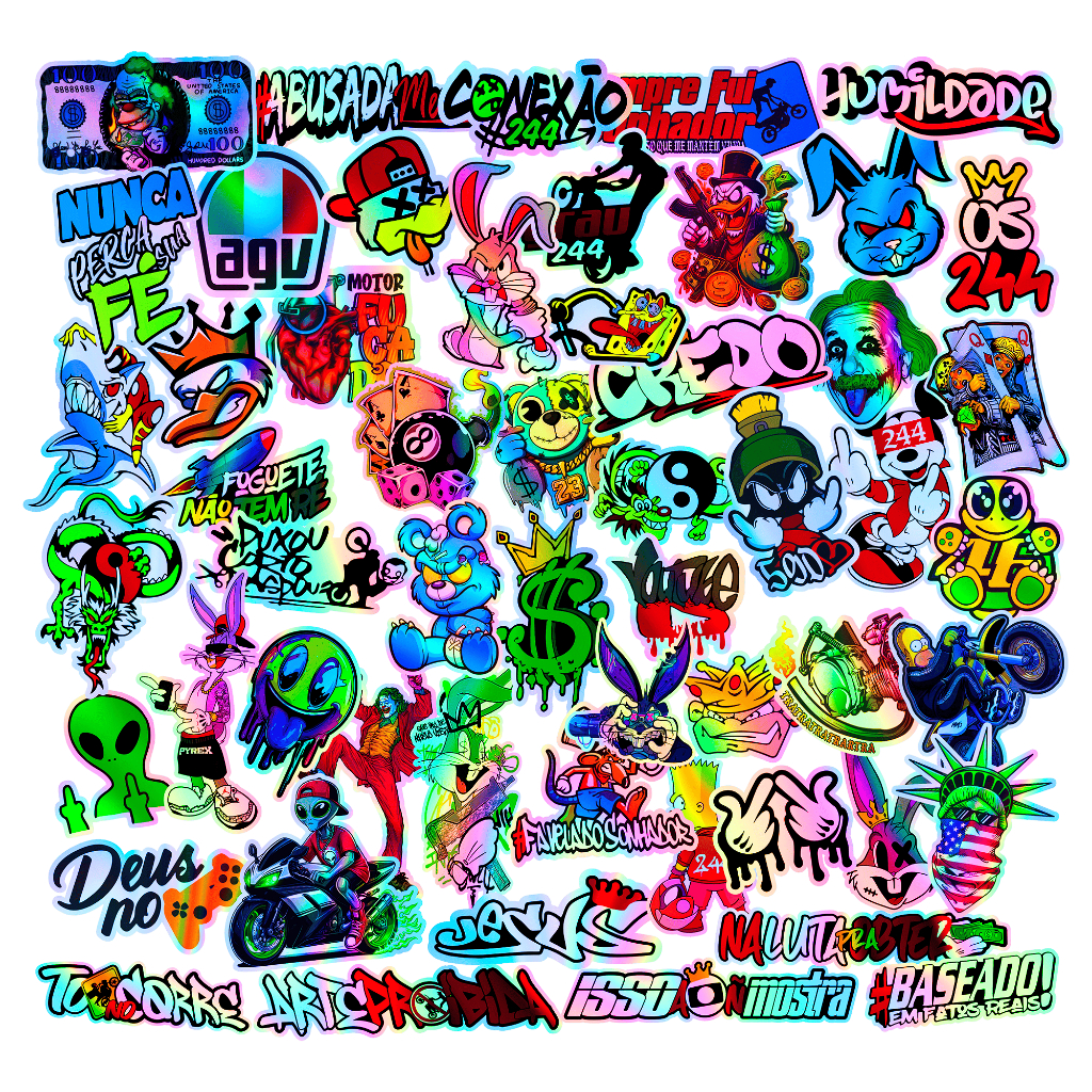 54 Adesivos Osascorte Pernalonga 244 59d Holográfico Moto Osascorte Stickers