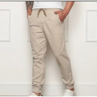 "Calça Jogger Masculina de Sarja Preta – Slim Fit Estilo Cargo