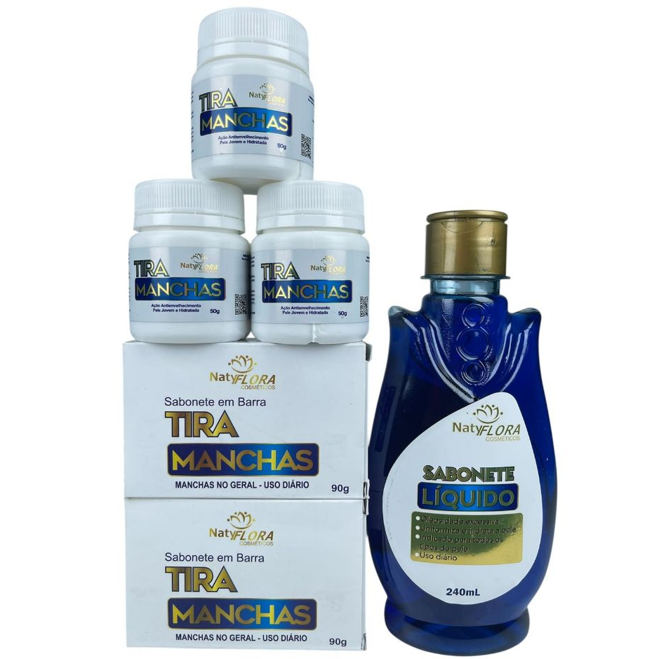 Kit clareador Tira manchas Pomada Líquido e Barra NAtyFlora Original em Oferta na Shopee