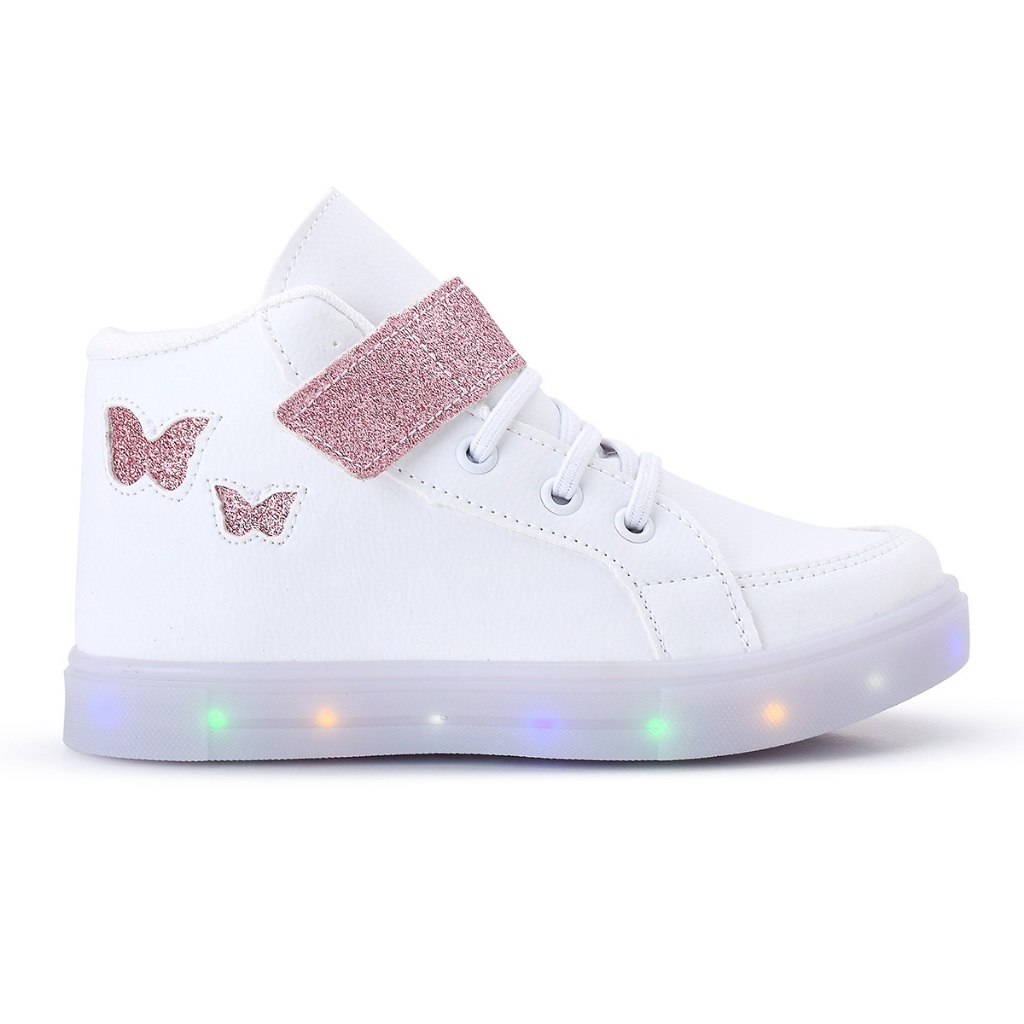 Tênis Infantil Feminino De Led Botinha Borboleta Cano Alto Barato em Oferta na Shopee