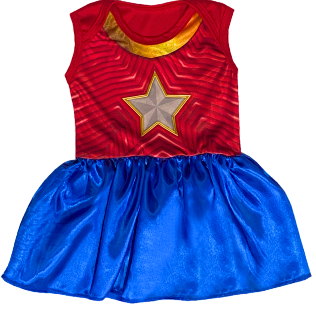 Fantasia Para Bebe Menina Maravilha Super Star Heroina Carnaval Mesversario Body Menina Infantil