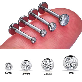 piercing Labret ponto de luz rosca interna tragus/helix/conch aço cirúrgico 6mm, 8mm e 10mm - 1 peça em Oferta na Shopee
