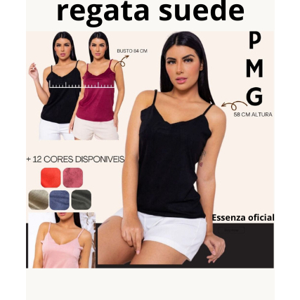 Blusinha Suede Alcinha Regulável Feminina Regata Aveludada