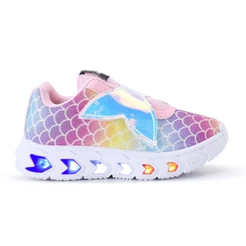 Tenis De Led Meninas Sereia Glitter Refletivo Calce Facil