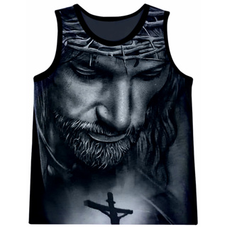 Camiseta Regata Jesus Crucificado Cinza Poliéster em Oferta na Shopee