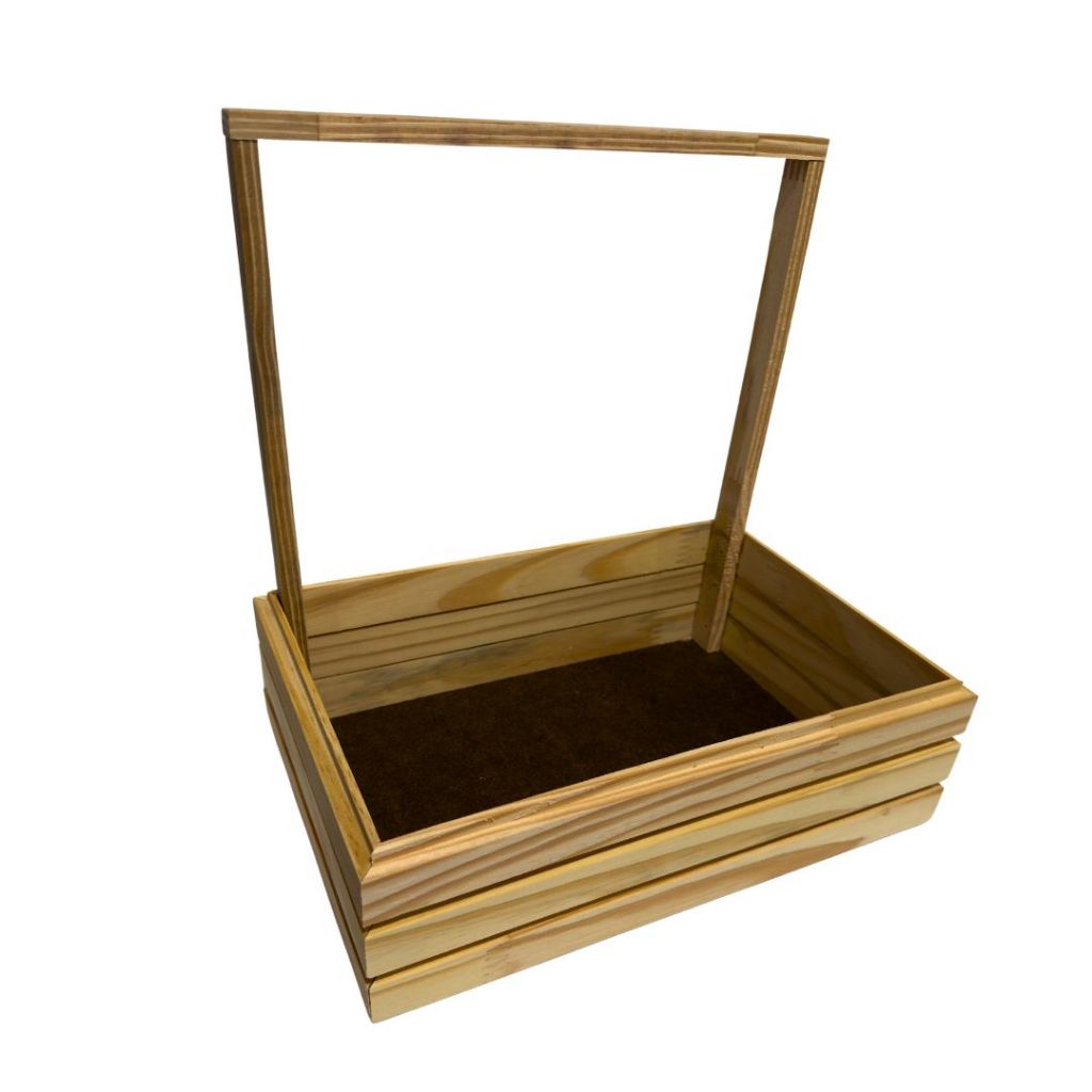 Cesta Bandeja Com Aro Madeira café da manhã Presente e Decoração - Cesta Presente Páscoa 20X30X9
