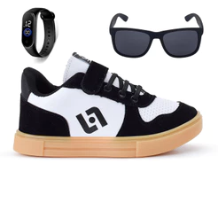 Tenis Infantil Casual Sapatenis Meninos Street Calce Facil+ Oculos + Relogio