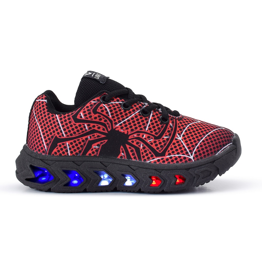Tenis De Led Aranha Infantil Preto Masculino Meninos Confortavel