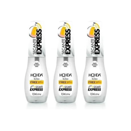 Kit C/3 Esmalte Mohda Secante Express Free Cobertura 8,5ml