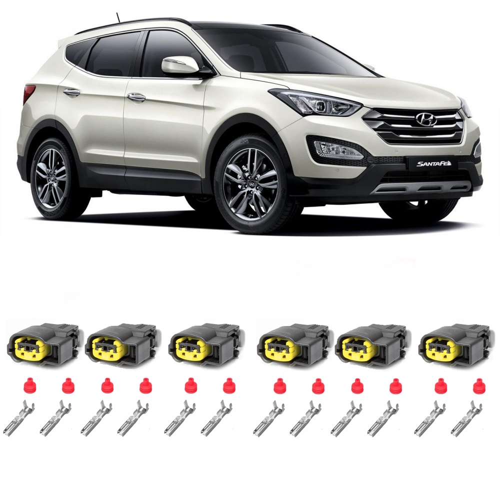 Plug Chicote Bobina Ignição Hyundai Azera Santa Fé Tucson V6 Kit 6 Unidades