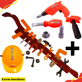 Kit Infantil Cinto Ferramentas + Marceneiro Com 19 Peças Variadas Brinquedo Para Menino Faz de Conta em Oferta na Shopee