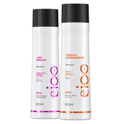 Eico Pro Liso Mágico Shampoo 300ml + Shampoo Força Crescimento Antiqueda Antiquebra 300ml