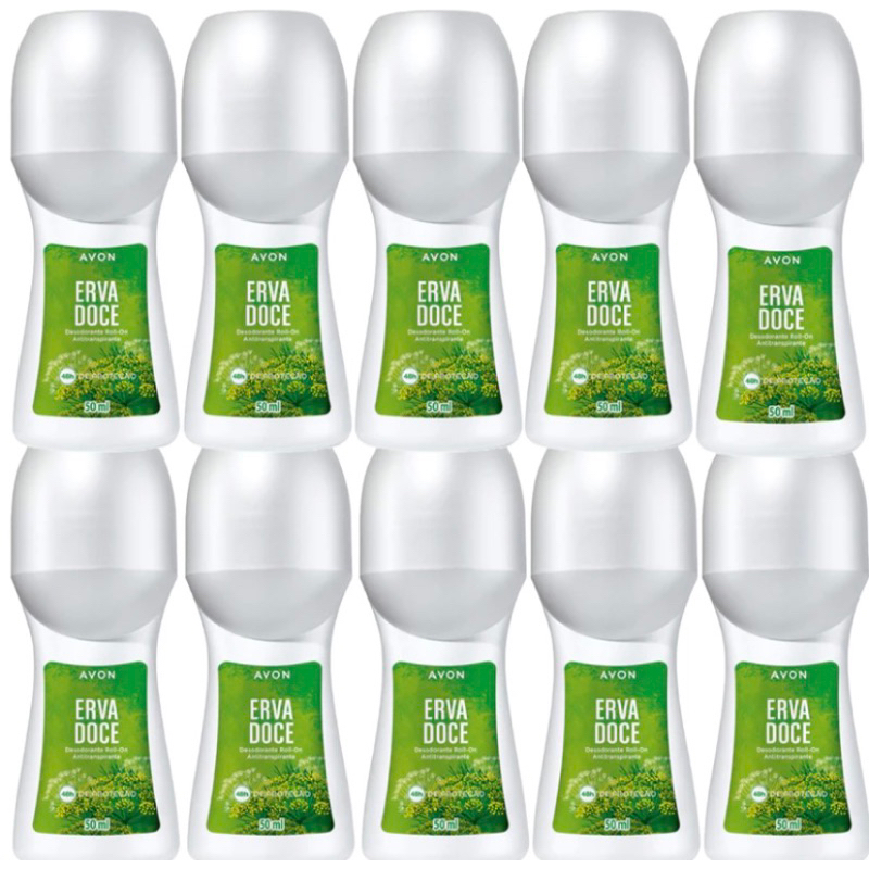 Kit com 10 Roll-on Erva doce-Avon com 50ml cada. em Oferta na Shopee