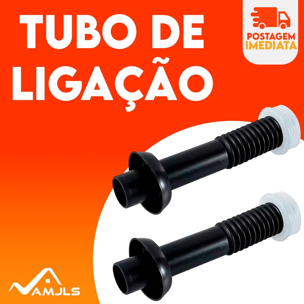 Tubo Ligação Ajust. Até 25cm P/ Vaso Sanitário Bacia Astra - Preto Kit C/ 2