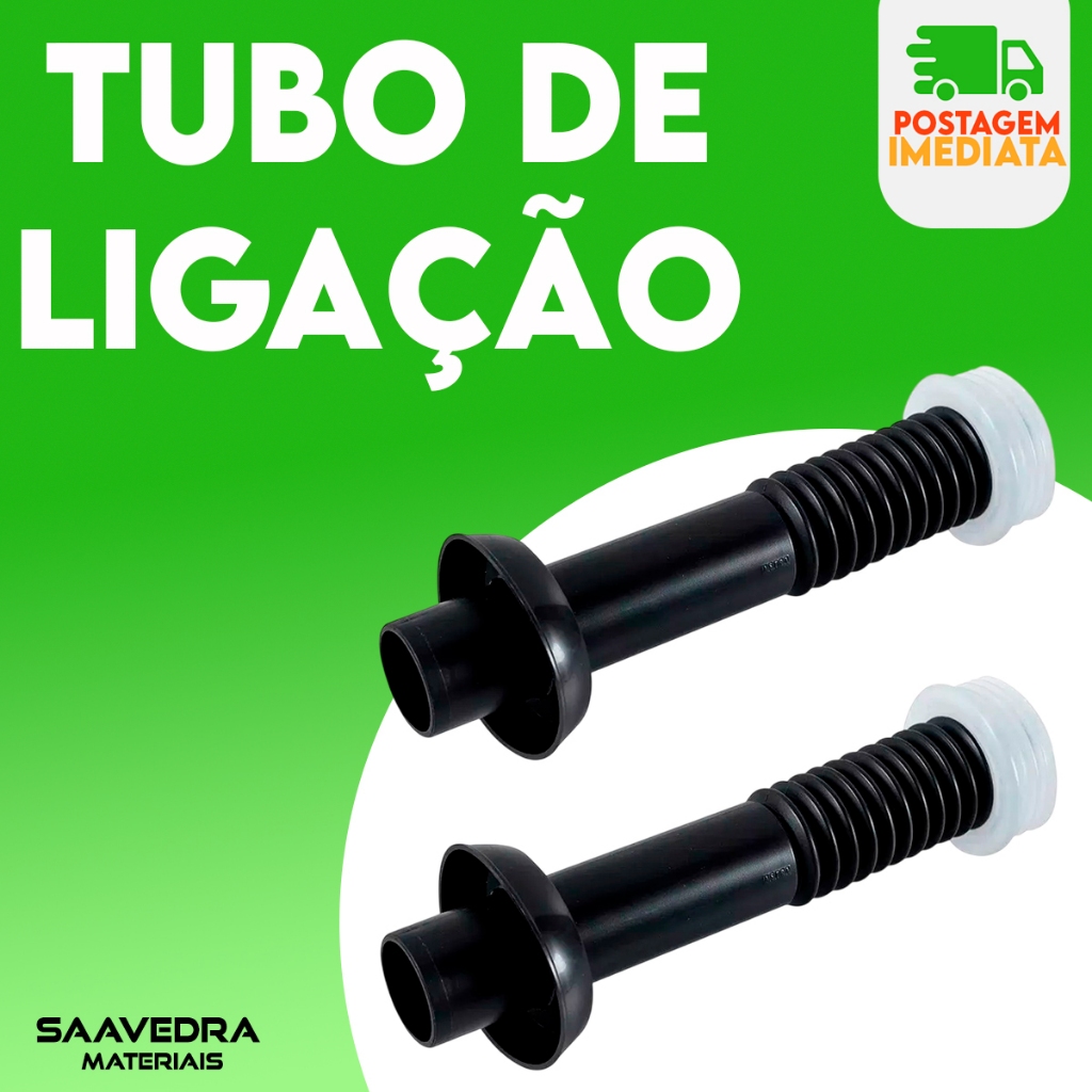 Tubo Ligação Ajust. Até 25cm P/ Vaso Sanitário Bacia Astra - Preto Kit C/ 2