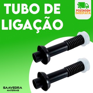 Tubo Ligação Ajust. Até 25cm P/ Vaso Sanitário Bacia Astra - Preto Kit C/ 2