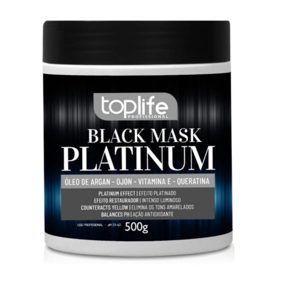 Máscara Capilar Matizadora Tonalizante Black Platinum 500gr Toplife