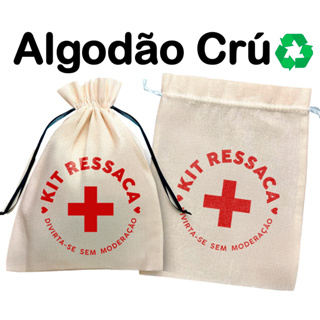 Saquinhos em algodão Crú KIT RESSACA - Tecido Ecológico sacolinhas ideal para formaturas medicina direito festas em Oferta na Shopee