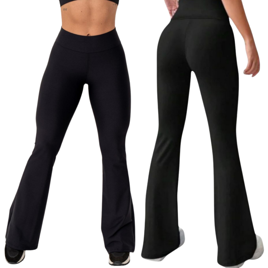 Calça Legging Flare Suplex Cintura alta Leg Boca De Sino Bailarina Academia Fitness Dia a Dia