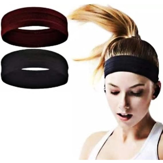 Kit 2 Faixas Headband Anti Suor Cabelo Testa Esporte Corrida Academia Faixa de Cabelo