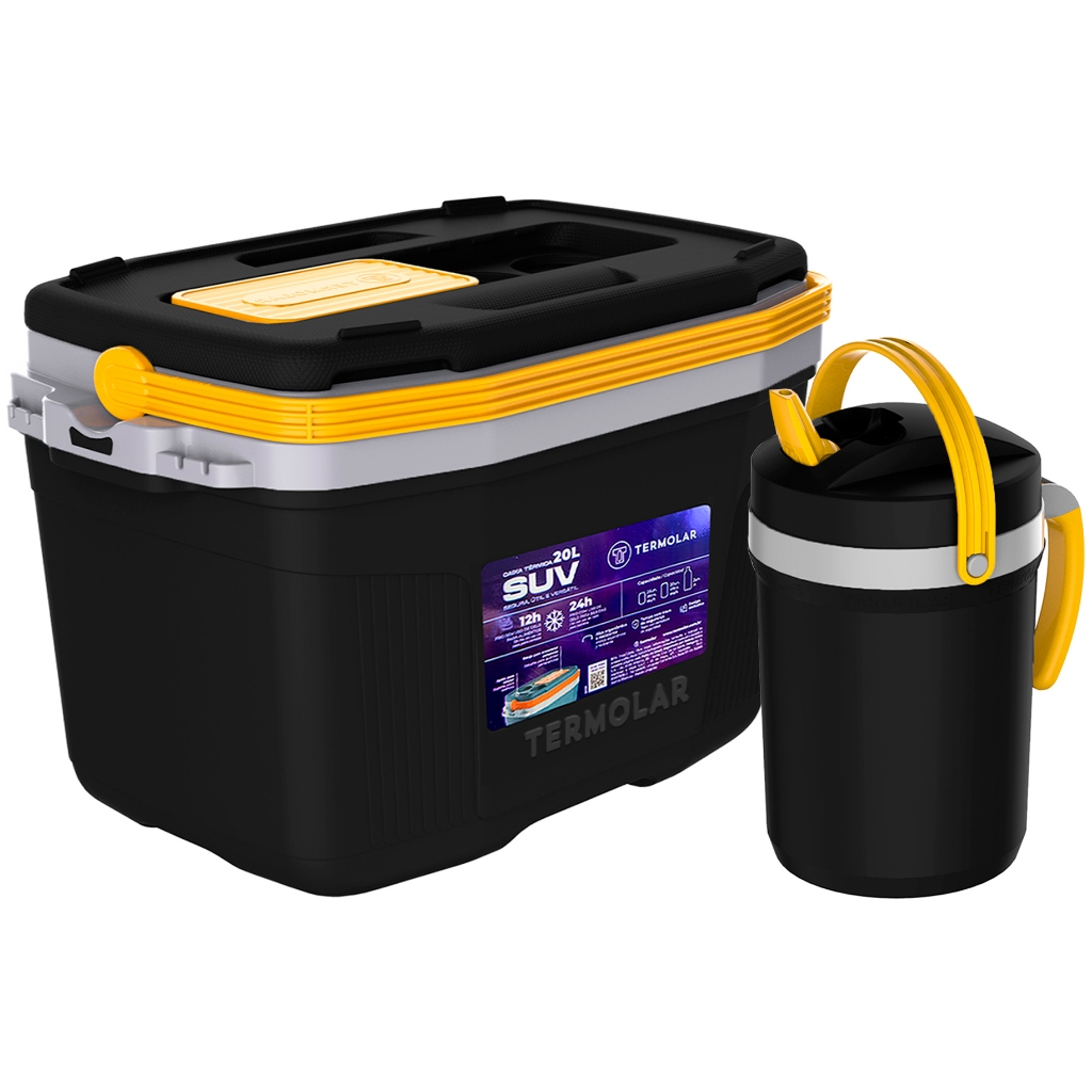 Kit Caixa Térmica 20l Preta + Flip Top 2,5l Preto Termolar