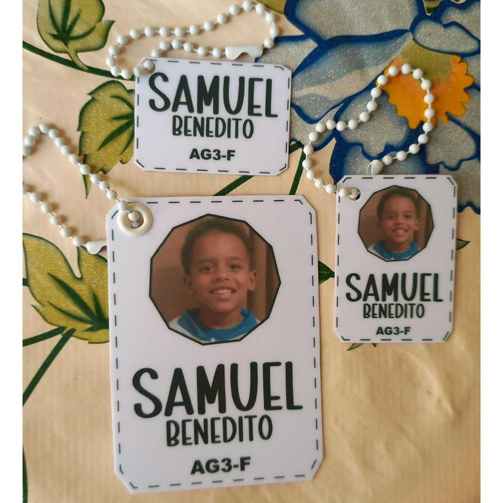 Kit 3 Tags de Identificação com Foto ( 3 tamanhos)- Para Mochilas e Materiais Escolares