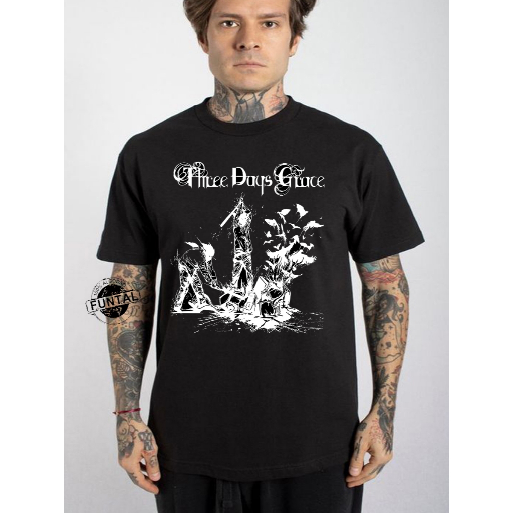 Camiseta Banda Three Days Grace 100% algodão em Oferta na Shopee