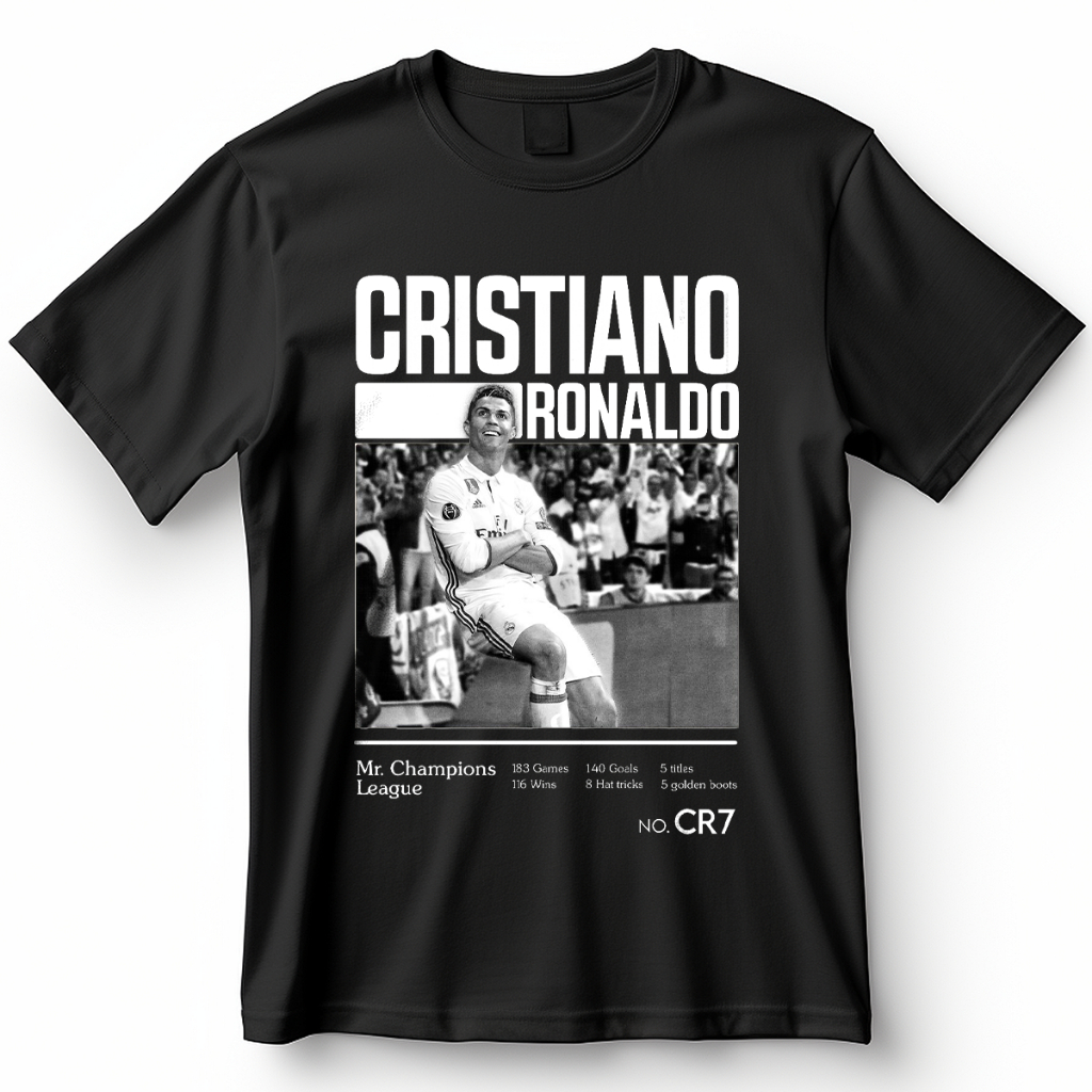 Camiseta CR7 Cristiano Ronaldo Sentado na Placa Blusa Camisa Futebol 100% Algodão