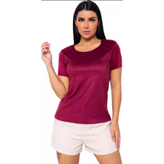 Blusa sued manga curta em Oferta na Shopee