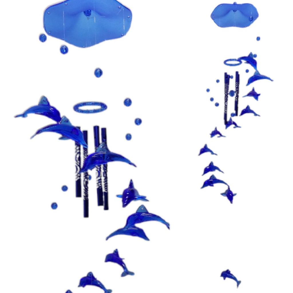 Sino dos ventos golfinhos azul mensageiro dos ventos feng shui — imagem 2 de 2