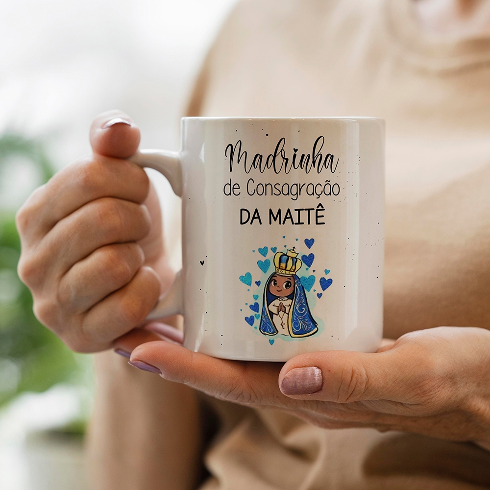 Caneca Personalizada Convite Madrinha De Consagração Batismo em Oferta na Shopee