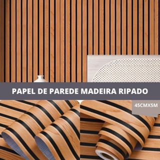 Papel De parede Adesivo Ripado Lavável Madeira 5m x 45cm Natural Sala Quarto Efeito Visual 3D em Oferta na Shopee