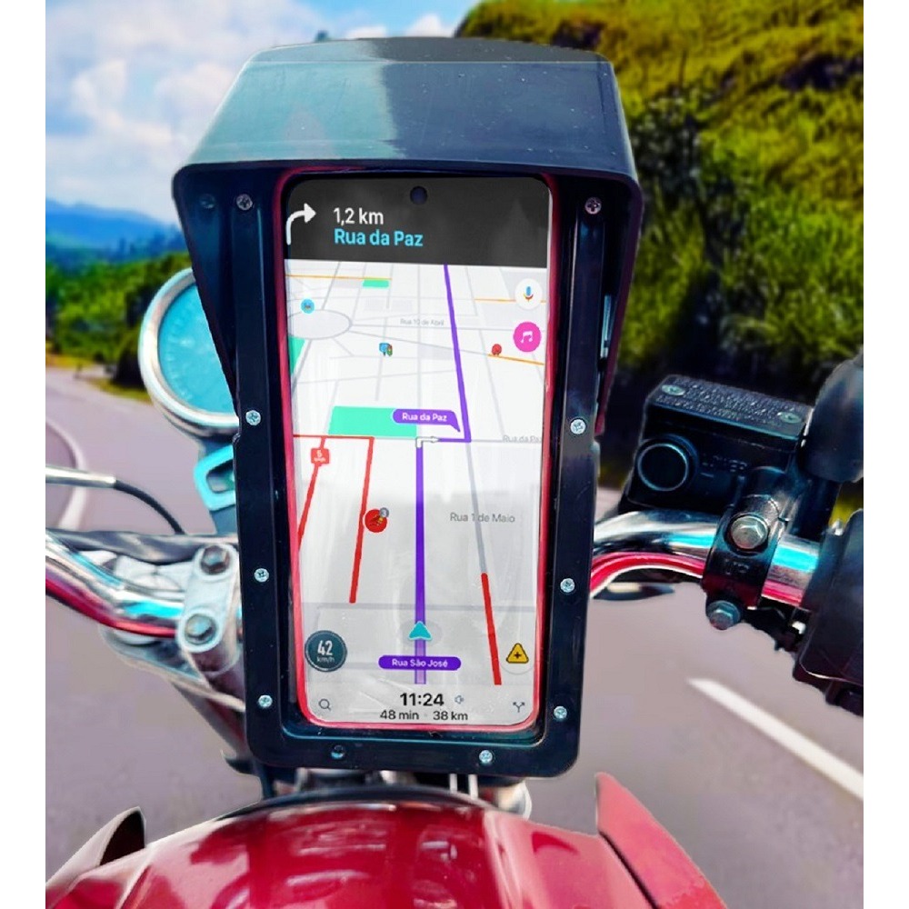 Suporte de Celular para Moto Com Carregador Usb Aprova D'agua e Proteção Contra o Sol em Oferta na Shopee