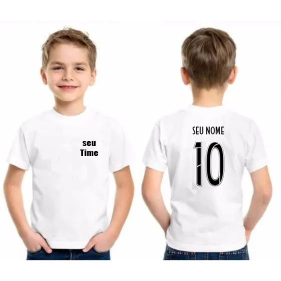 Camisa Camiseta Adulto e Infantil Personalizada Com Seu Time + Nome + Numero