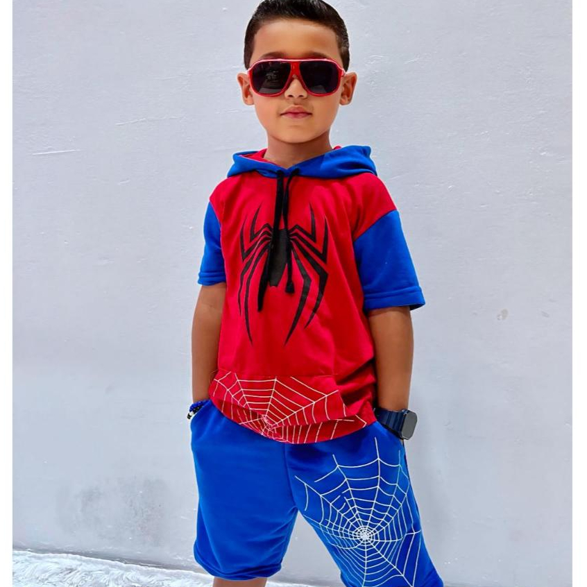 conjunto infantil verao conjunto homem aranha camisa e bermuda tecido confortavel  lançamento