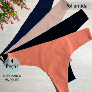 Kit 4 calcinhas fio dental corte a laser sem costura em poliamida. em Oferta na Shopee