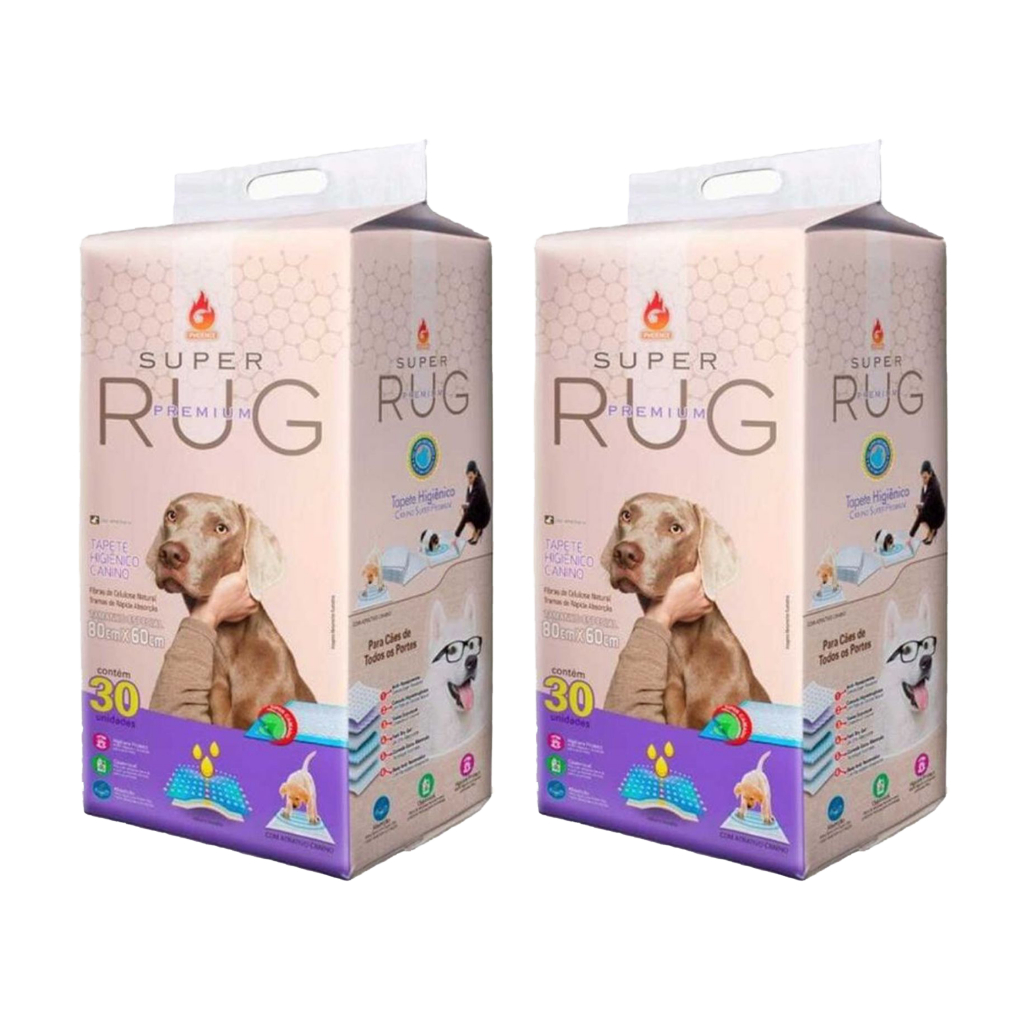 Kit 2 Tapete Higiênico Super Rug Premium 80x60 30un