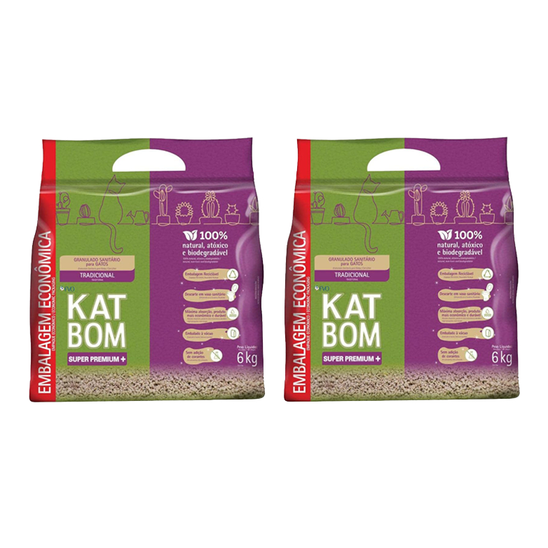 Kit 2 Katbom Granulado Sanitário para Gatos Tradicional 6 KG