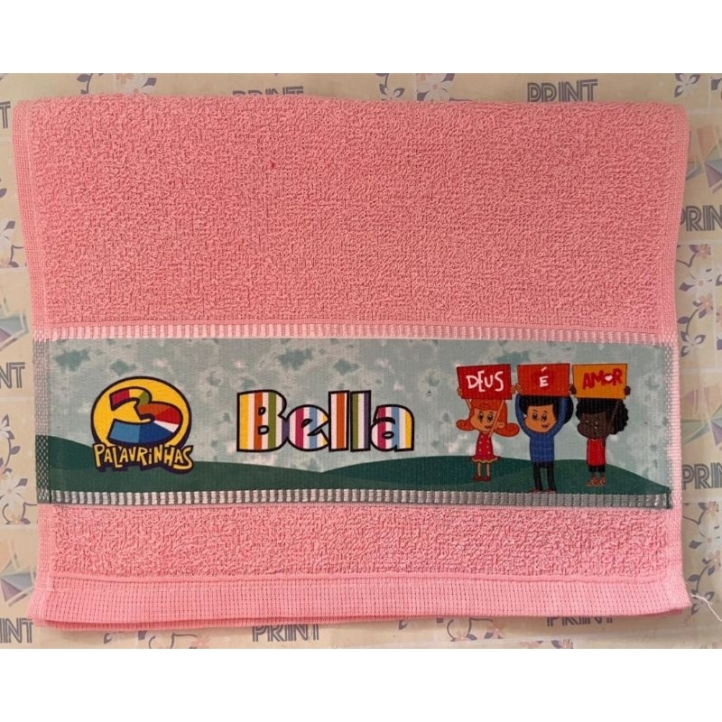 Toalhinha de Mão 3 PALAVRINHAS Personalizada COM NOME - Toalha Lavabo Infantil Escolar de Boca Criança #ZLprint