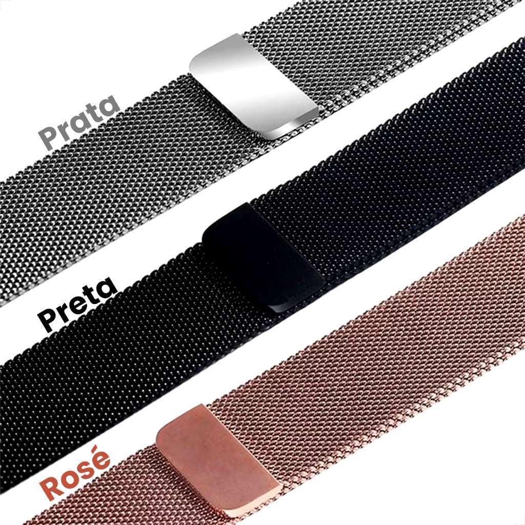 Pulseira smartwatch Milanese Metal Magnetico Fecho 38mm 40mm 42mm 44mm Apple Watch X7 X8 T500 Iwo 12 13 16 em Oferta na Shopee