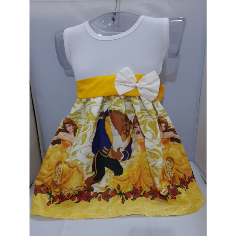 vestido infantil a bela e a fera tam 1 até 6 anos