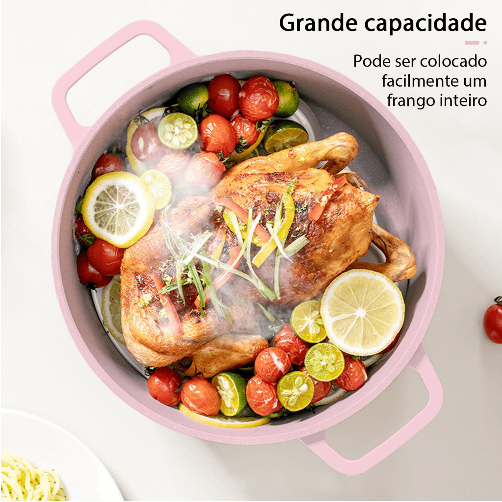 Caçarolas Panela de Aço Inoxidável 2.75L para Sopas e Cozidos-Tampa Inclusa|Cores Branco Rosa Preto · foto 2